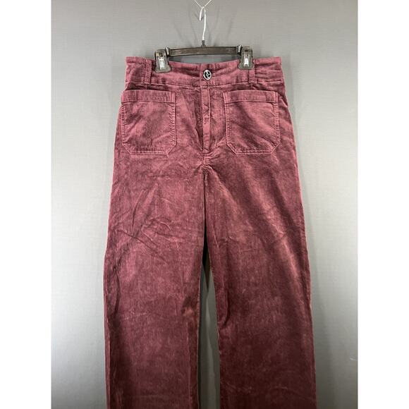 New Anthropologie Maeve Colette Size 31 Cropped Corduroy Wide Leg Pants Purple - Picture 2 of 10